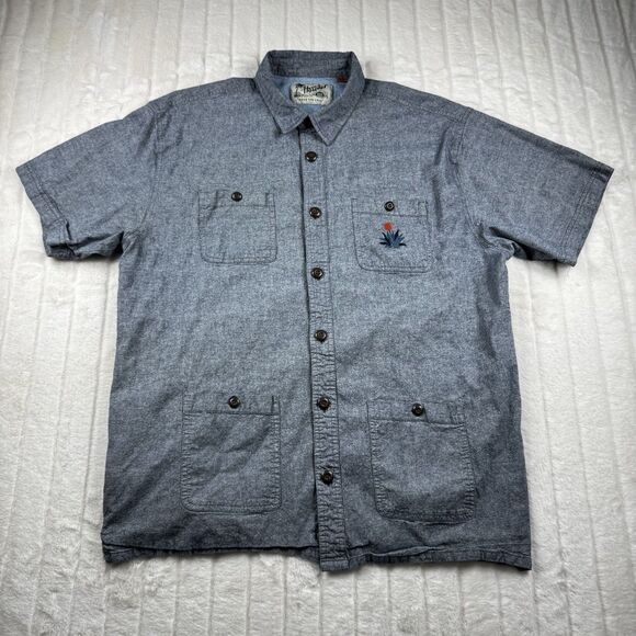 Howler Brothers Voyager SS Shirt Men's XL Blue Chambray Four Pocket Embroidery - Picture 1 of 14